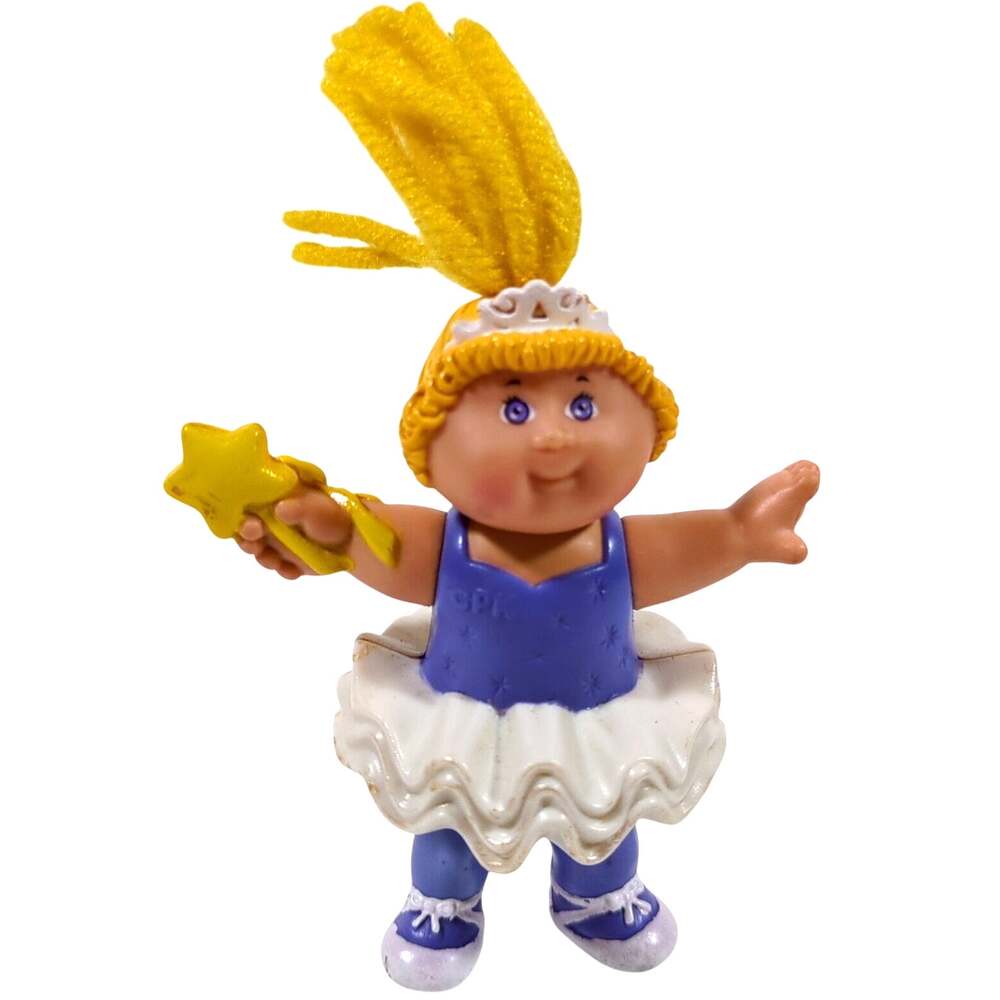 Vintage 1992 Cabbage Patch Kids Ballerina Fairy Figure Blue Tutu Wand 3.5" PVC